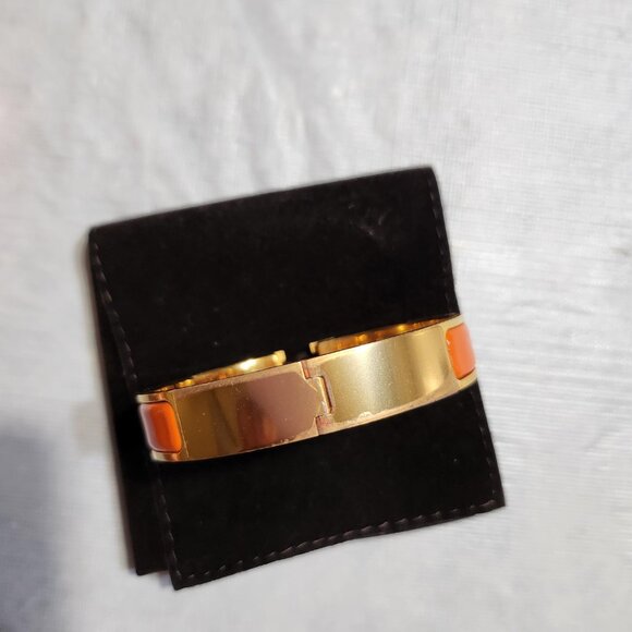 Hermes Enamel Narrow Clic Clac H Bracelet GM in Orange - Picture 6 of 8